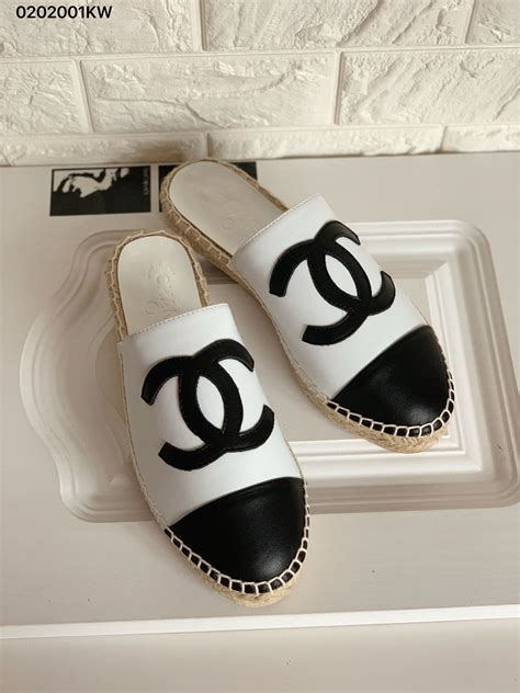 chanel mules black and white|Chanel slippers for women.